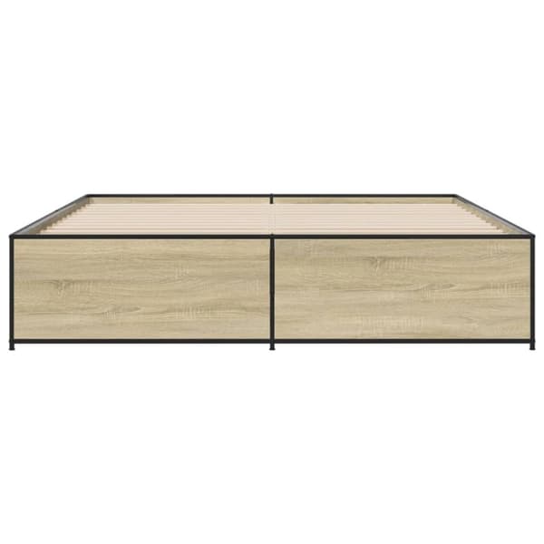 vidaXL Sängynrunko Sonoma-tammi 200x200 cm tekninen puu ja metalli