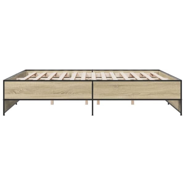 vidaXL Sängynrunko Sonoma-tammi 200x200 cm tekninen puu ja metalli