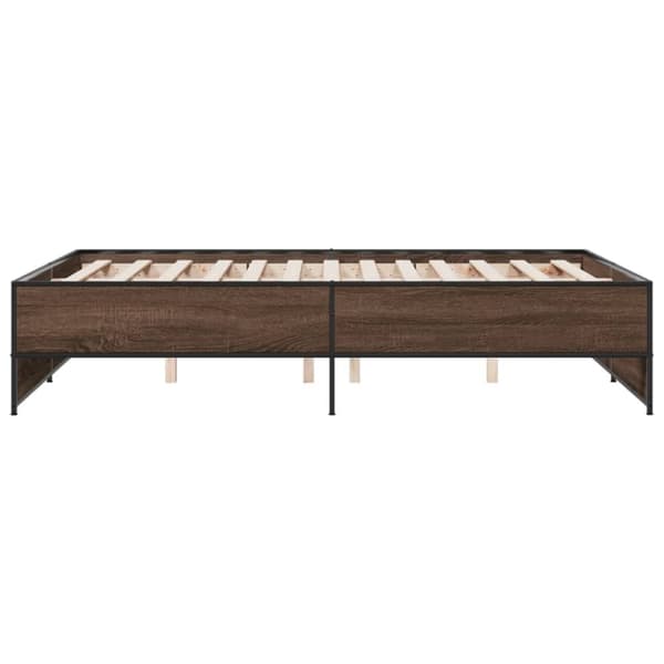 vidaXL Sengeramme brun eik 120x190 cm konstruert tre og metall