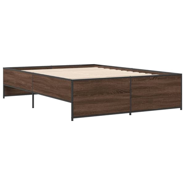 vidaXL Sengeramme brun eik 120x190 cm konstruert tre og metall