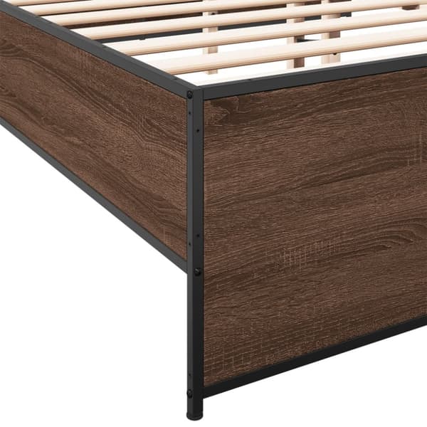 vidaXL Sengeramme brun eik 120x190 cm konstruert tre og metall