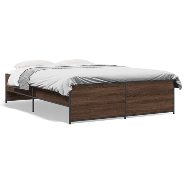 vidaXL Sengeramme brun eik 120x190 cm konstruert tre og metall