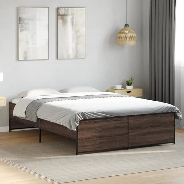 vidaXL Sengeramme brun eik 120x190 cm konstruert tre og metall