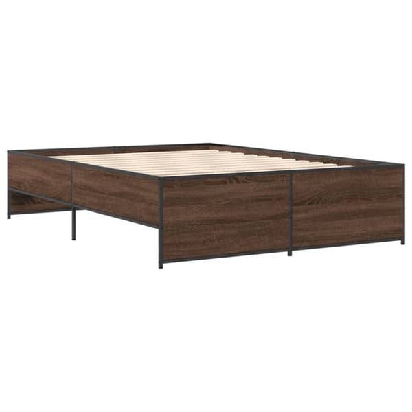 vidaXL Sengeramme brun eik 120x190 cm konstruert tre og metall