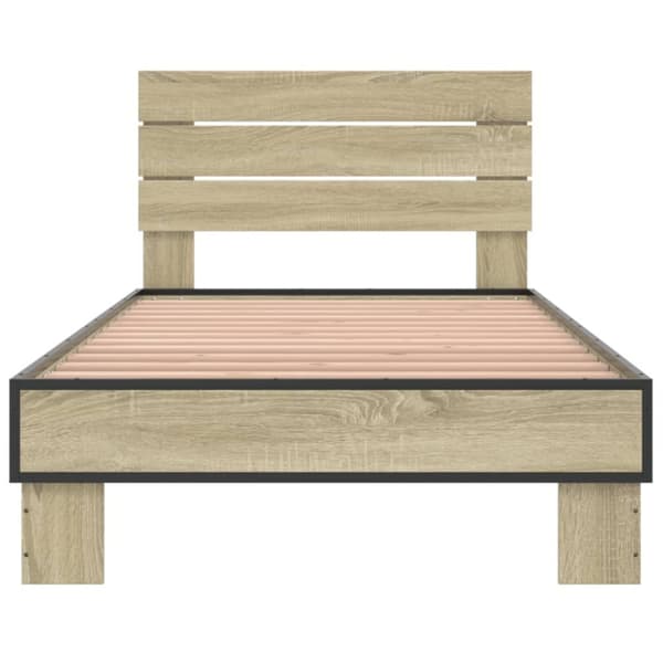 vidaXL Sengeramme sonoma eik 100x200 cm konstruert tre og metall
