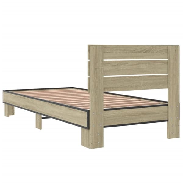 vidaXL Sengeramme sonoma eik 100x200 cm konstruert tre og metall