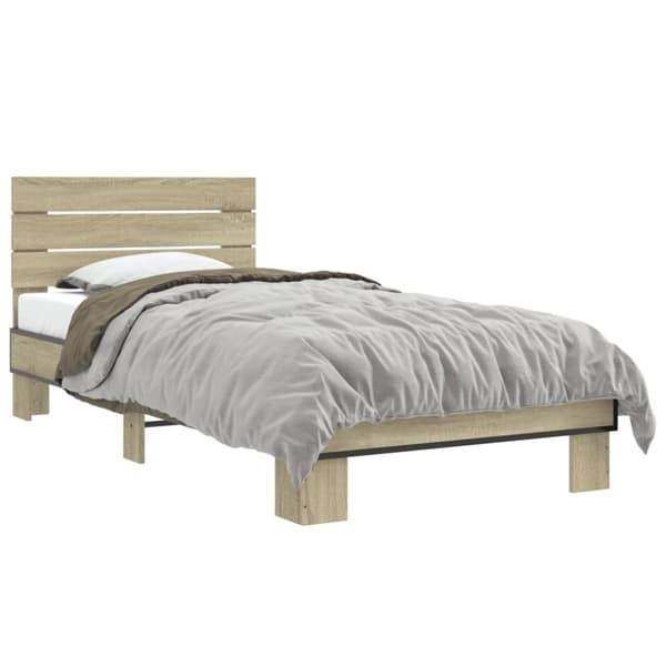 vidaXL Sengeramme sonoma eik 100x200 cm konstruert tre og metall