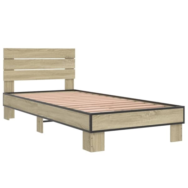 vidaXL Sengeramme sonoma eik 100x200 cm konstruert tre og metall