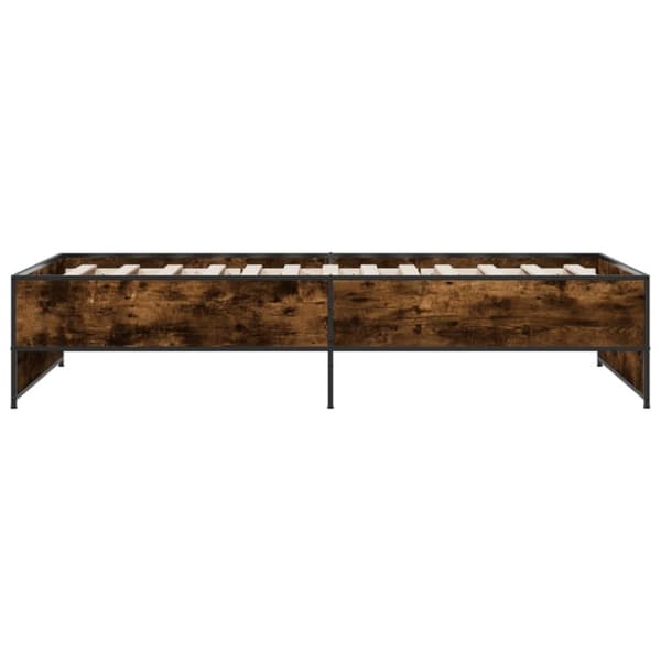vidaXL sengeramme 90x200 cm konstrueret træ og metal røget eg