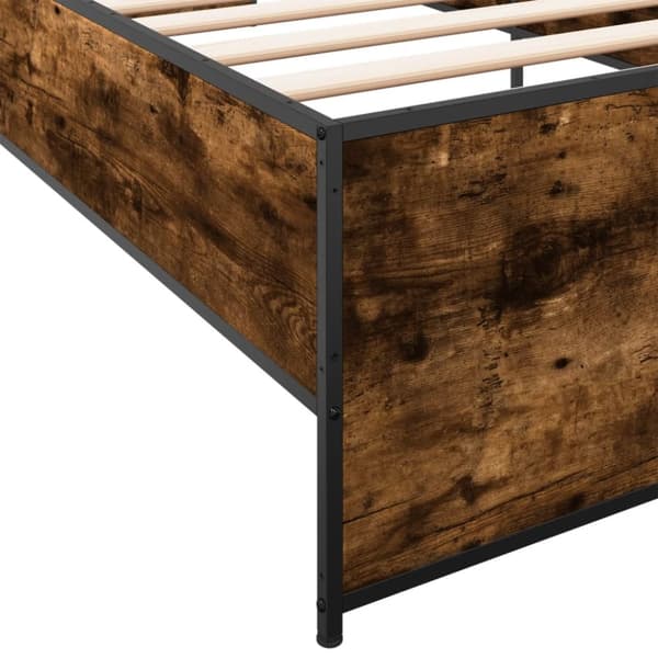 vidaXL sengeramme 90x200 cm konstrueret træ og metal røget eg