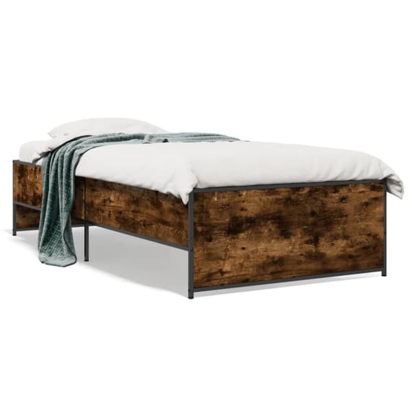 vidaXL sengeramme 90x200 cm konstrueret træ og metal røget eg
