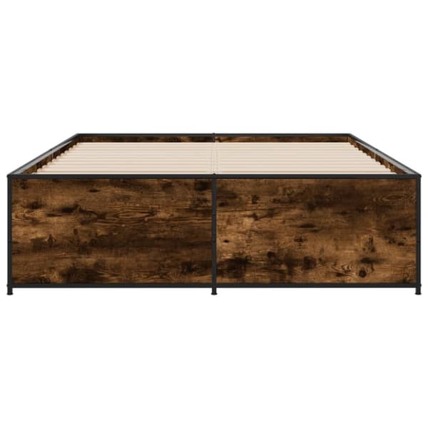 vidaXL Sengeramme røkt eik 120x200 cm konstruert tre og metall
