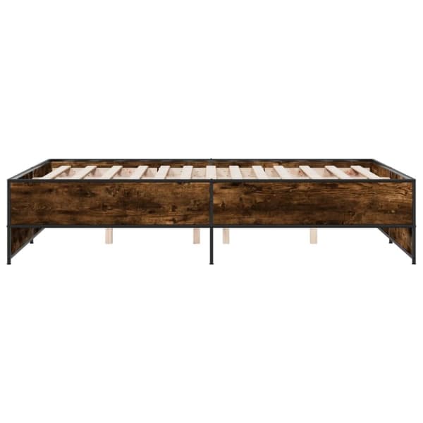 vidaXL Sengeramme røkt eik 120x200 cm konstruert tre og metall