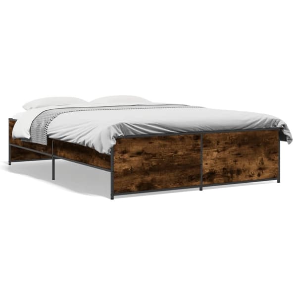 vidaXL Sengeramme røkt eik 120x200 cm konstruert tre og metall