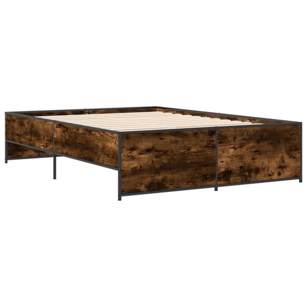 vidaXL Sengeramme røkt eik 120x200 cm konstruert tre og metall