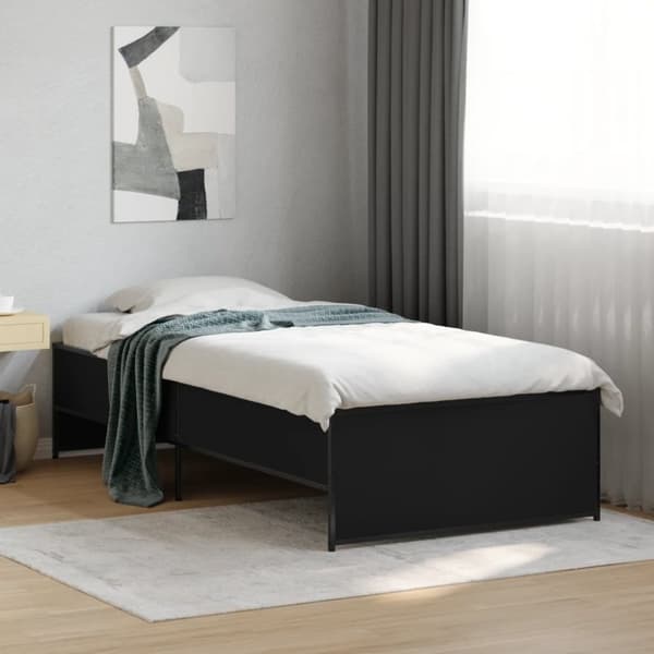 vidaXL Sengeramme svart 100x200 cm konstruert tre og metall