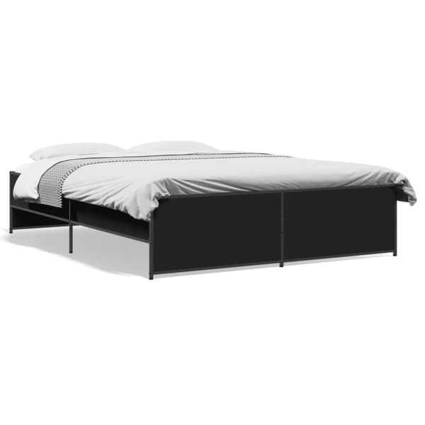 vidaXL Sängram svart 150x200 cm konstruerat trä och metall