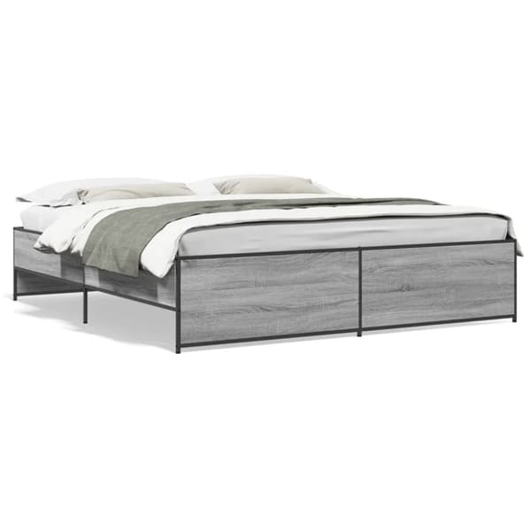 vidaXL Sengeramme grå sonoma 180x200 cm konstruert tre og metall