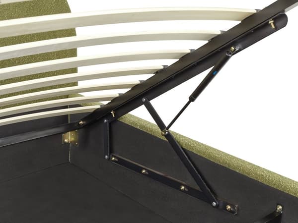 Dobbeltseng med oppbevaring Olivengrønn Bouclé 160 x 200 cm Halvrund sengegavl Minimalistisk og retro stil Sengeramme Soverom