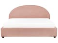 Miniatyrbilde 7 av 11: Dobbeltseng med oppbevaring Pastellrosa Bouclé 180 x 200 cm Halvrund sengegavl Minimalistisk og retro stil Sengeramme Soverom