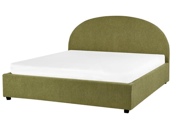 Parisänky oliivinvihreä bukleekangas verhoiltu 160 x 200 cm sälepohja säilytystilalla kaareva pääty retro