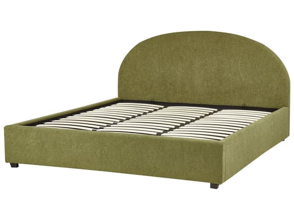 Parisänky oliivinvihreä bukleekangas verhoiltu 180 x 200 cm sälepohja säilytystilalla kaareva pääty retro