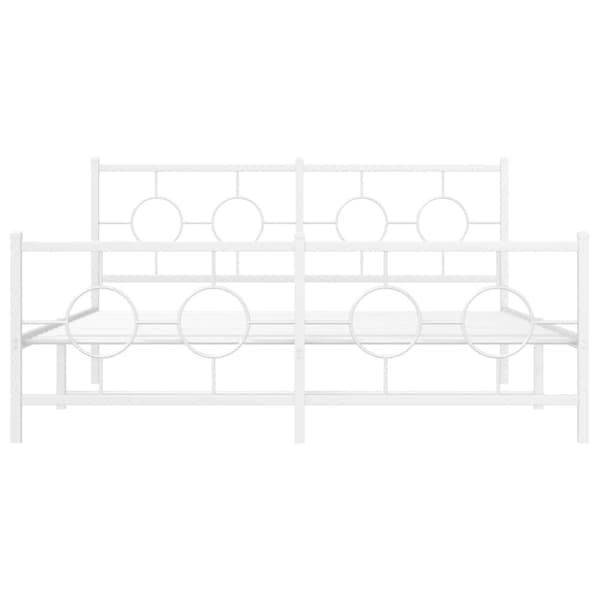 vidaXL Sängram med huvudgavel och fotgavel vit metall 150x200 cm