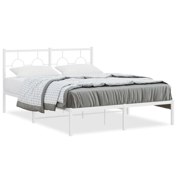 vidaXL sengeramme med sengegavl 140x200 cm metal hvid