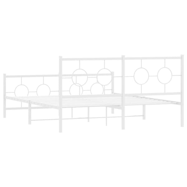 vidaXL sengeramme med sengegavl og fodgærde 150x200 cm metal hvid