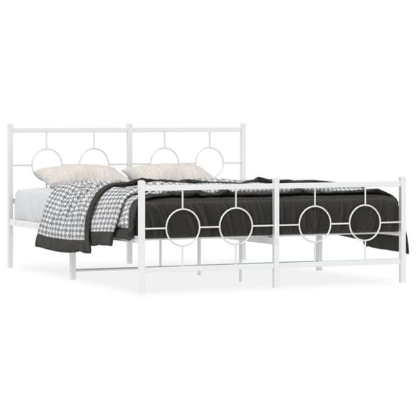 vidaXL sengeramme med sengegavl og fodgærde 150x200 cm metal hvid