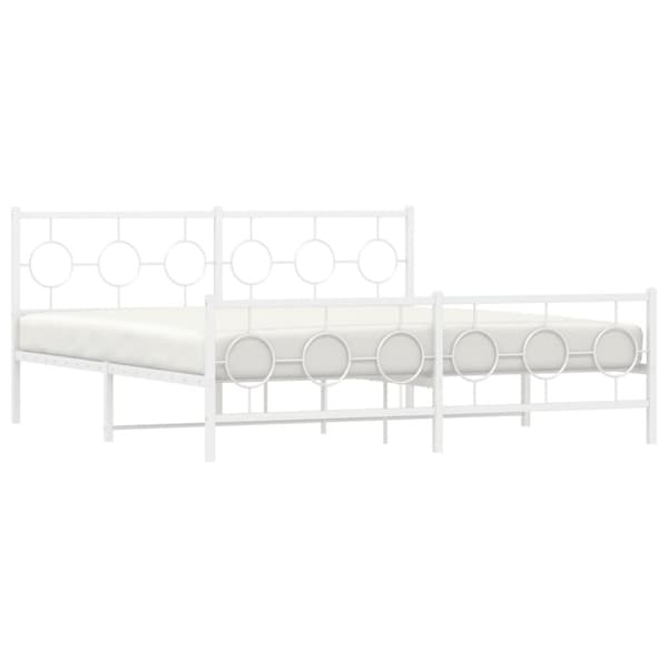 vidaXL sengeramme med sengegavl og fodgærde 180x200 cm metal hvid
