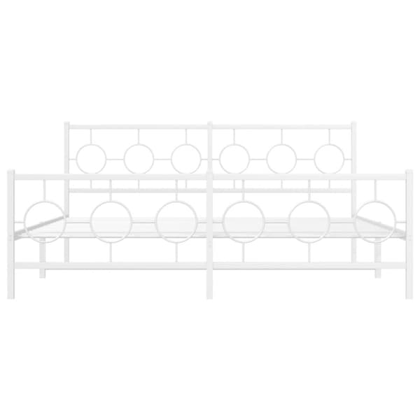vidaXL sengeramme med sengegavl og fodgærde 180x200 cm metal hvid