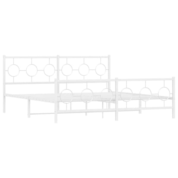 vidaXL sengeramme med sengegavl og fodgærde 180x200 cm metal hvid