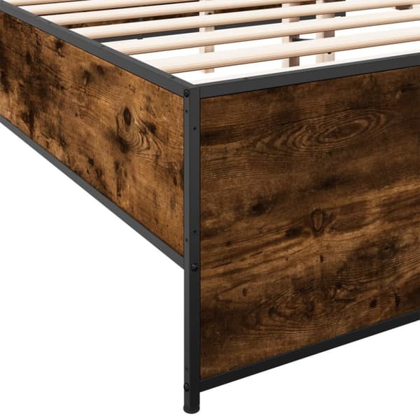vidaXL Sengeramme røkt eik 120x190 cm konstruert tre og metall