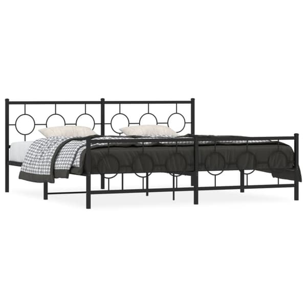 vidaXL sengeramme med sengegavl og fodgærde 200x200 cm metal sort