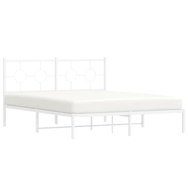vidaXL sengeramme med sengegavl 150x200 cm metal hvid