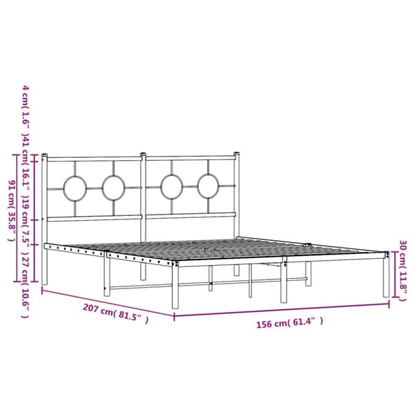 vidaXL sengeramme med sengegavl 150x200 cm metal hvid
