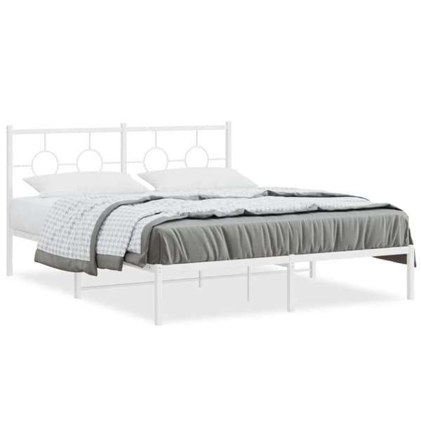 vidaXL sengeramme med sengegavl 150x200 cm metal hvid