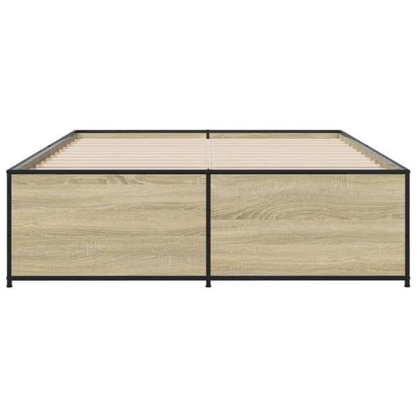 vidaXL sengestel 120x200 cm konstrueret træ og metal sonoma-eg
