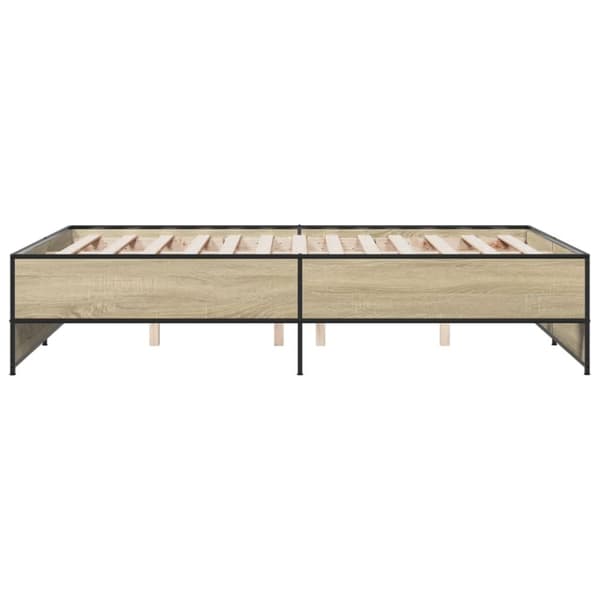 vidaXL sengestel 120x200 cm konstrueret træ og metal sonoma-eg