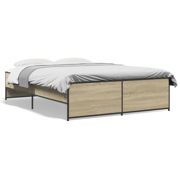 vidaXL sengestel 120x200 cm konstrueret træ og metal sonoma-eg