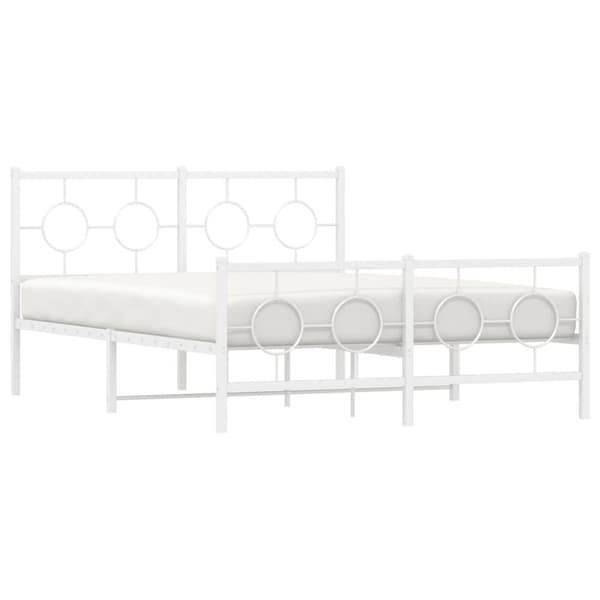 vidaXL sengeramme med sengegavl og fodgærde 140x190 cm metal hvid
