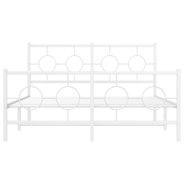 vidaXL sengeramme med sengegavl og fodgærde 140x190 cm metal hvid