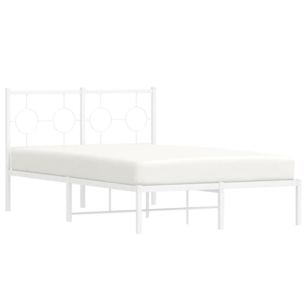 vidaXL Sängram med huvudgavel metall vit 120x200 cm