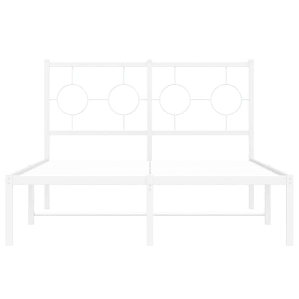 vidaXL Sängram med huvudgavel metall vit 120x200 cm