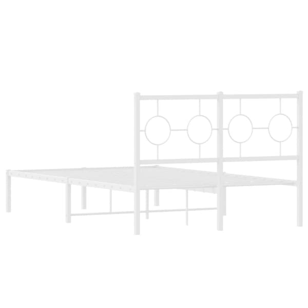 vidaXL Sängram med huvudgavel metall vit 120x200 cm