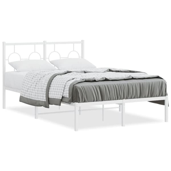 vidaXL Sängram med huvudgavel metall vit 120x200 cm