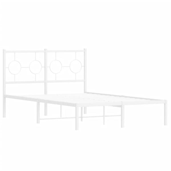 vidaXL Sängram med huvudgavel metall vit 120x200 cm
