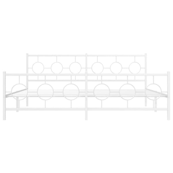 vidaXL Sängram med huvudgavel och fotgavel vit metall 193x203 cm