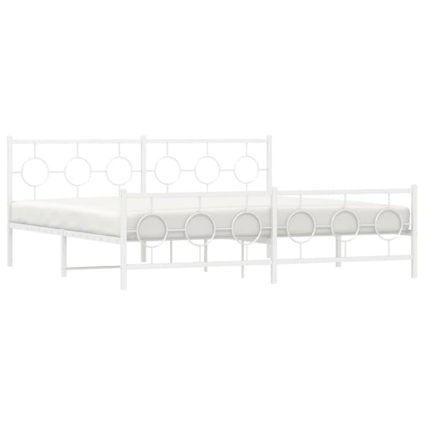 vidaXL Sängram med huvudgavel och fotgavel vit metall 193x203 cm